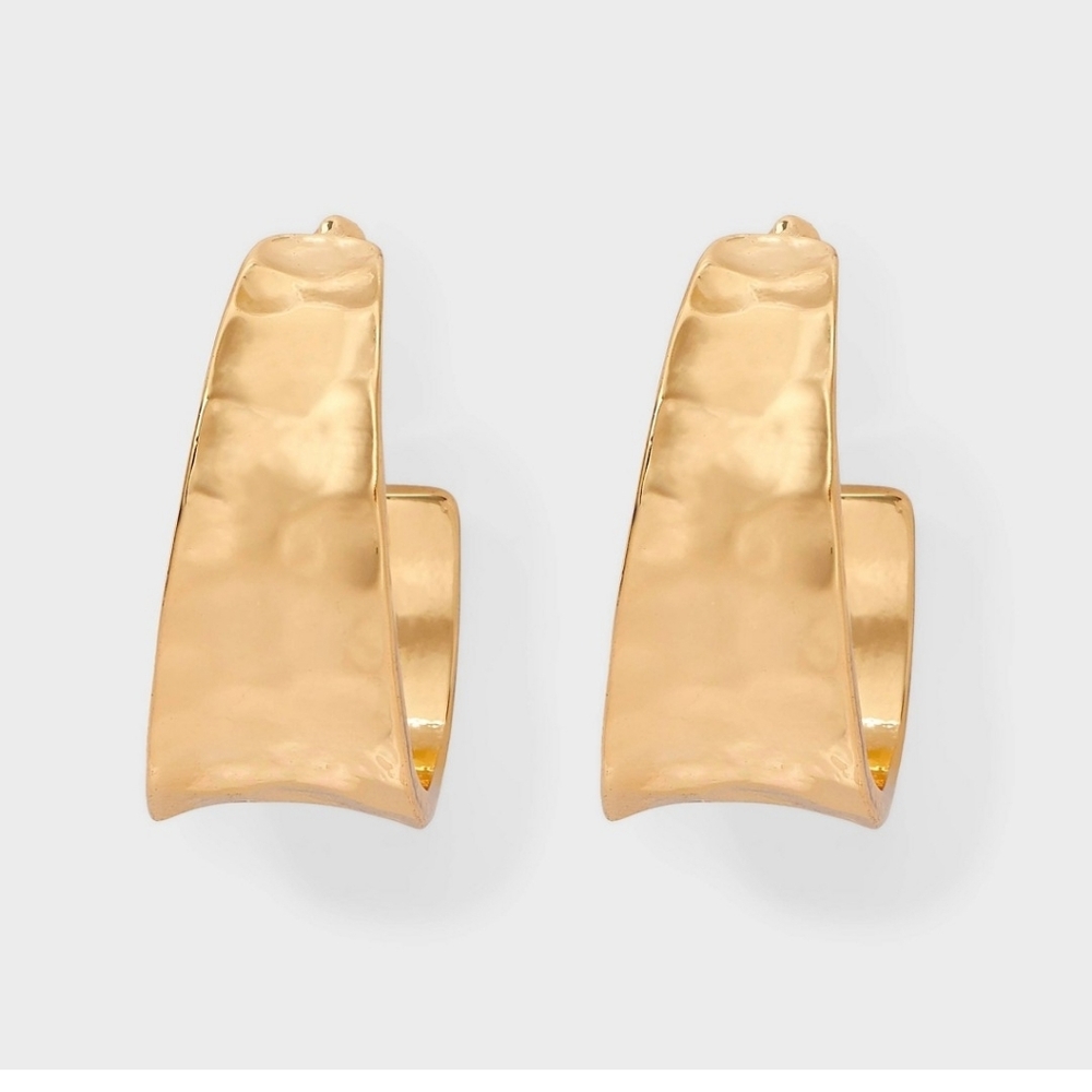 Universal Thread Hammered Gold Hoop Earrings